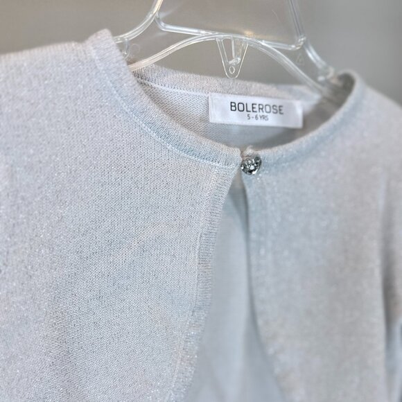 Girls Long Sleeve Sparkle Cardigan Childrens Kids Bolero Shrug, Size 5-6 - Picture 3 of 5